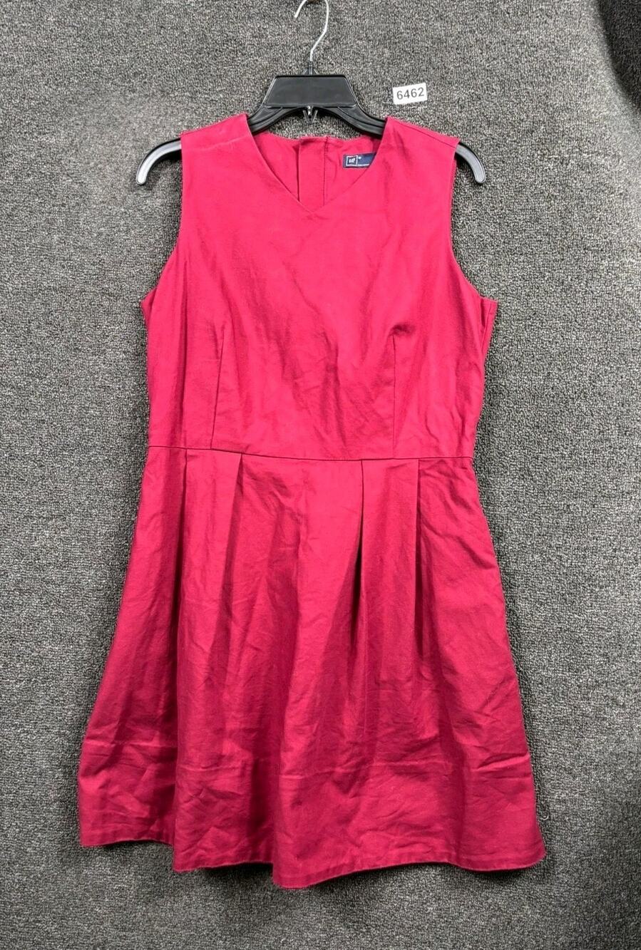 Gap Dress Womens 12P Size Garnet Red Sleeveless Invert Pleated Fit Flare Thick